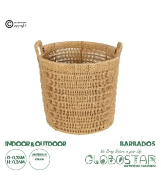 GloboStar® Artificial Garden BARBADOS 21499 Διακοσμητικό Πλεκτό Καλάθι - Κασπώ Γλάστρα - Flower Pot Μπεζ Μ28 x Π28 x Υ26cm